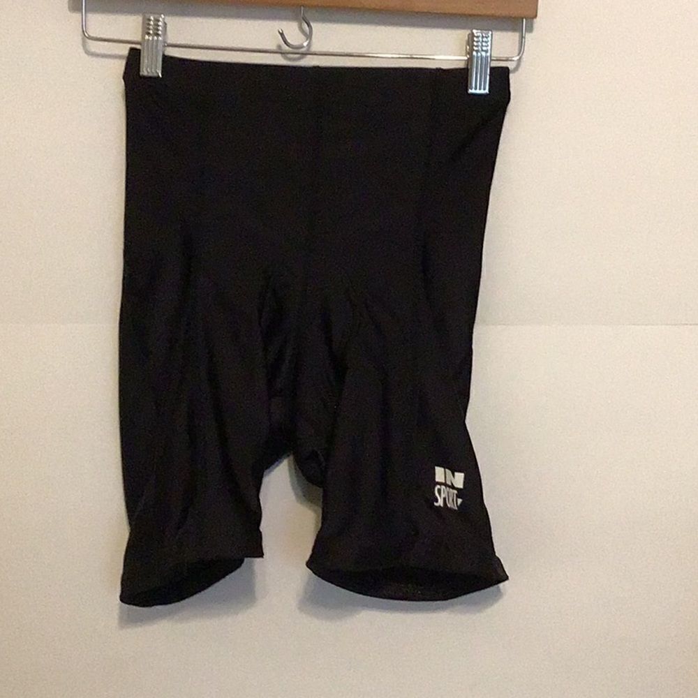 IN Sport Black Athletic Exercise Biker Shorts Nylon Lycra Size XL